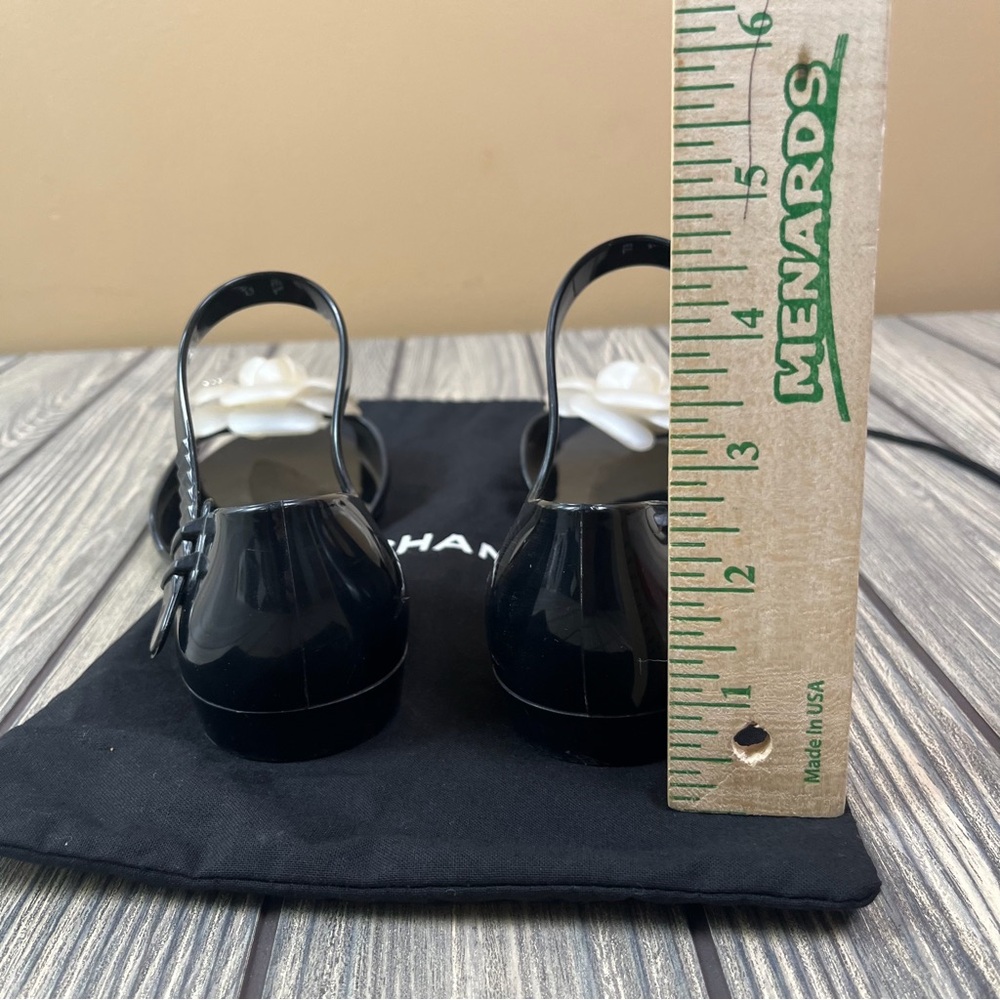 CHANEL Jelly Sandals Camellia Ballet Flats with Strap Size 37 / US 6.5 - Picture 12 of 16